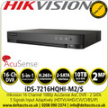 Hikvision 16 Channel 1080p H.265 AcuSense Audio via Coaxial Cable DVR with 2 SATA Interfaces, HDTVI/AHD/CVI/CVBS/IP Video Inputs - iDS-7216HQHI-M2/S 