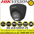 Hikvision 3K ColorVu Turret 4-IN-1 TVI Camera with Audio - DS-2CE72KF0T-FS(2.8MM)/BLACK