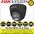 Hikvision DS-2CE72KF0T-FS(2.8MM)/BLACK 3K ColorVu Turret 4-IN-1 TVI Camera with Audio 