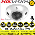 Hikvision 4 MP AcuSense Built-in Mic Fixed Lens Mini Dome Network Camera - DS-2CD2543G2-IWS (2.8mm)