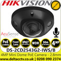 Hikvision 4MP AcuSense Built-in Mic Fixed Lens Mini Dome Network IP Camera - DS-2CD2543G2-IWS/Black (2.8mm)