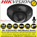 Hikvision DS-2CD2543G2-IWS/Black 4MP AcuSense Built-in Mic 2.8mm Fixed Lens Mini Dome Network IP Camera 