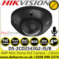 Hikvision 4MP AcuSense Outdoor Built-in Mic Fixed Lens Mini Dome Network IP Camera - DS-2CD2543G2-IS/Black (2.8mm)