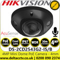 Hikvision 4MP AcuSense Outdoor Built-in Mic Fixed Lens Mini Dome Network IP Camera - DS-2CD2543G2-IS/Black (4mm)