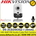 Hikvision DS-2CD2443G2-I (4mm) 4MP AcuSense PIR Built-in Mic 4mm Fixed Lens Cube Network IP Camera 