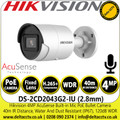 Hikvision 4MP AcuSense Audio Outdoor Network IP Bullet Camera with 2.8mm Fixed Lens, 40m IR Distance, 120dB WDR, IP67 Water and Dust Resistant, Built in Microphone - DS-2CD2043G2-IU (2.8mm)
