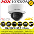 Hikvision DS-2CD2183G2-IS(2.8mm) 8MP/4K AcuSense Vandal-Resistant WDR Fixed Lens Dome Network IP Camera 