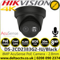 Hikvision 8MP AcuSense Audio Fixed Lens Black Turret IP Network Camera - DS-2CD2383G2-IU/Black(2.8mm)