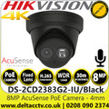Hikvision 8MP AcuSense Fixed Lens Black Turret Network Camera with Built-in Microphone - DS-2CD2383G2-IU/Black(4mm)