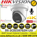 Hikvision DS-2CD2387G2H-LIU (2.8mm) 8MP Smart Hybrid Light with ColorVu Audio Turret PoE Camera 40m White Light Range - IP67 Water and Dust Resistant