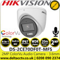 Hikvision 2MP ColorVu Audio AoC 4-in-1 TVI/AHD/CVI/CVBS Turret Camera  with 3.6mm Fixed Lens - DS-2CE70DF0T-MFS (3.6mm)