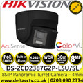 Hikvision 8MP Panoramic ColorVu Fixed Lens Turret Network Camera, High quality imaging with 8 MP resolution, 24/7 colorful imaging, Water and dust resistant (IP67) - DS-2CD2387G2P-LSU/SL (Black)
