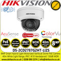 Hikvision 8MP Smart Hybrid Light with ColorVu 2.8-12mm Motorized Varifocal Lens 4K Dome Network Camera - DS-2CD2787G2HT-LIZS