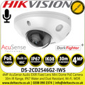 Hikvision 4MP AcuSense EXIR Fixed Mini Dome Network Camera with  2.8mm Fixed Lens - DS-2CD2546G2-IWS