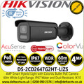 Hikvision 4MP Smart Hybrid Light with ColorVu Motorized Varifocal Bullet Network Camera - DS-2CD2647G2HT-LIZS/Black