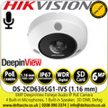 Hikvision DS-2CD6365G1-IVS (1.16mm) 6MP DeepinView Network Fisheye Camera with 4 x Built in Mic and 1 x Speaker, IP67, IK10 