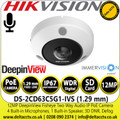 Hikvision 12MP DeepinView IR Two Way Audio Network Fisheye Camera with 1.29mm Fixed Lens, 4 x Built in Mic and 1 x Speaker, IP67, IK10, 15m IR Range - DS-2CD63C5G1-IVS (1.29mm)