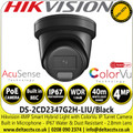 Hikvision 4 MP Smart Hybrid Light with ColorVu Fixed Turret Network Camera - DS-2CD2347G2H-LIU/Black (2.8mm)