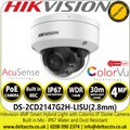 Hikvision 4 MP Smart Hybrid Light with ColorVu Fixed Lens Dome IP Network Camera with Built-in Microphone - DS-2CD2147G2H-LISU (2.8mm)