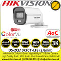 Hikvision 3K ColorVu Smart Hybrid Light Audio TVI Bullet Camera With 2.8mm Fixed Lens, 20m White Light Distance, Built-in Mic - DS-2CE10KF0T-LFS (2.8mm)