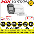Hikvision DS-2CE10KF0T-LFS (3.6mm) 3K ColorVu Smart Hybrid Light Fixed Lens Mini Bullet TVI CCTV Camera - Hikvision New TVI CCTV Camera