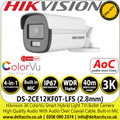Hikvision DS-2CE12KF0T-LFS (2.8mm) 3K ColorVu Smart hybrid light Fixed Lens Bullet CCTV Camera 