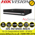Hikvison 16 Channel 32MP Acusense No PoE NVR 8 SATA Interface - iDS-9616NXI-M8/X