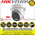 Hikvision 8MP ColorVu Smart Hybrid Light Fixed Lens IP PoE Turret Camera - DS-2CD2387G2H-LISU/SL(4mm)