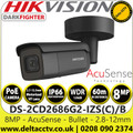 Hikvision 8MP AcuSense PoE Black Bullet Camera with 2.8-12mm Motorized Varifocal Lens, 60m IR Range - DS-2CD2686G2-IZS/(C)