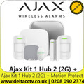Ajax 35649.WH1 Kit 1 Hub 2 (2G) + Motion Protect House With Keyfobs, White