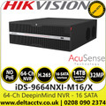 Hikvision iDS-9664NXI-M16/X 64 Ch AcuSense DeepInMind 32MP No PoE NVR with Face Recognition, 16 SATA Interfaces