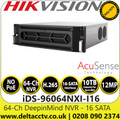 Hikvision iDS-96064NXI-I16 64Ch AcuSense DeepInMind Face Recognition 12MP No PoE NVR With 16 SATA Interfaces, H.265+ Compression