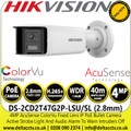 Hikvision 4MP ColorVu Outdoor IP PoE Network Bullet Camera with 2.8mm Fixed Lens - DS-2CD2T47G2P-LSU/SL(2.8mm)