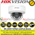 Hikvision DS-2CD1147G2-LUF 4MP ColorVu Dome Network Camera with 2.8mm Fixed Lens, Built in Microphone