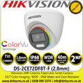 Hikvision 2 MP ColorVu Fixed Lens Turret TVI Camera - DS-2CE72DF8T-F(2.8mm)