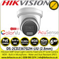 Hikvision DS-2CD2367G2H-LIU 6 MP Smart Hybrid Light ColorVu IP Turret Network Camera With 2.8mm Fixed Lens, Built in Microphone