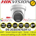 Hikvision DS-2CD2367G2H-LI 6 MP Smart Hybrid Light ColorVu IP Turret Network Camera With 2.8mm Fixed Lens, Built in Microphone