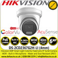 Hikvision 6 MP Smart Hybrid Light ColorVu IP Turret Network Camera - DS-2CD2367G2H-LI(4mm)