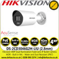 Hikvision 4 MP AcuSense Dual Illumination IP Bullet Network Camera - DS-2CD3046G2H-LIU(2.8mm)