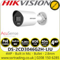 Hikvision DS-2CD3046G2H-LIU 4 MP AcuSense Dual Illumination IP Bullet Network Camera With 2.8mm Fixed Lens, Built in Microphone