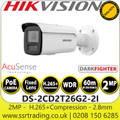 Hikvision 2 MP AcuSense DarkFighter Fixed Bullet Network Camera With 2.8mm Fixed Lens, H.265+ Compression - DS-2CD2T26G2-2I(2.8mm)