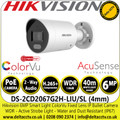 Hikvision DS-2CD2067G2H-LIU/SL 6 MP AcuSense Smart Hybrid Light ColorVu Fixed Mini Bullet Network Camera With 4mm Fixed Lens