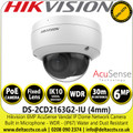 Hikvision 6 MP AcuSense Vandal IP Dome Network Camera With 4mm Fixed Lens, Built in Microphone, H.265+ Compression - DS-2CD2163G2-IU(4mm)