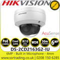 Hikvision 6 MP AcuSense Vandal IP Dome Network Camera With 4mm Fixed Lens, Built in Microphone, Water and Dust Resistant (IP67) and Vandal Resistant (IK10) - DS-2CD2163G2-IU(4mm)