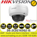 Hikvision 6 MP AcuSense Vandal Fixed Dome Network Camera With 2.8mm Fixed Lens, Audio and Alarm Interface Available - DS-2CD2163G2-IS(2.8mm)