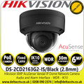 Hikvision 6 MP AcuSense Vandal IP Black Dome Network Camera With 2.8mm Fixed Lens, H.265+ Compression - DS-2CD2163G2-IS(2.8mm)