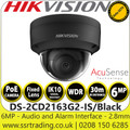 Hikvision 6 MP AcuSense Vandal IP Black Dome Network Camera With 2.8mm Fixed Lens, H.265+ Compression, Audio and Alarm Interface Available - DS-2CD2163G2-IS(2.8mm)