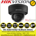 Hikvision 6 MP AcuSense Vandal IP Black Dome Network Camera With 4mm Fixed Lens, H.265+ Compression - DS-2CD2163G2-IS(4mm)
