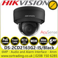 Hikvision 6 MP AcuSense Vandal IP Black Dome Network Camera With 4mm Fixed Lens, H.265+ Compression, Audio and Alarm Interface Available - DS-2CD2163G2-IS(4mm)