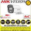 Hikvision 2 MP Smart Hybrid Light with ColorVu Bullet Camera With 2.8mm Fixed Lens - DS-2CE10DF0T-LFS(2.8mm)
